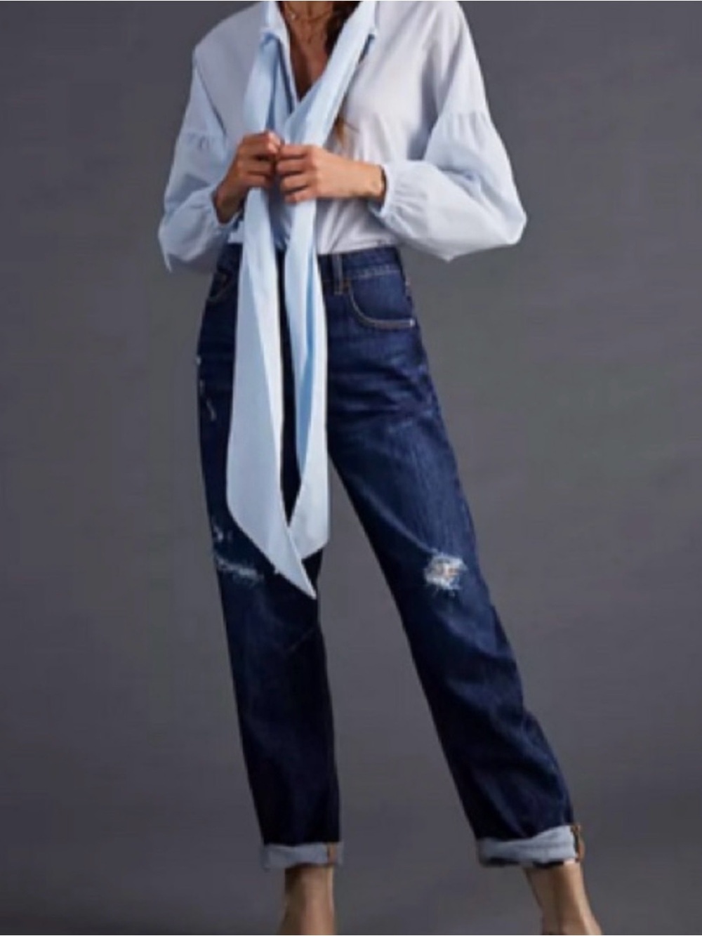 Pilcro | Bow Boyfriend Jeans distressed Women’s size 28 barrel leg ankle stretch